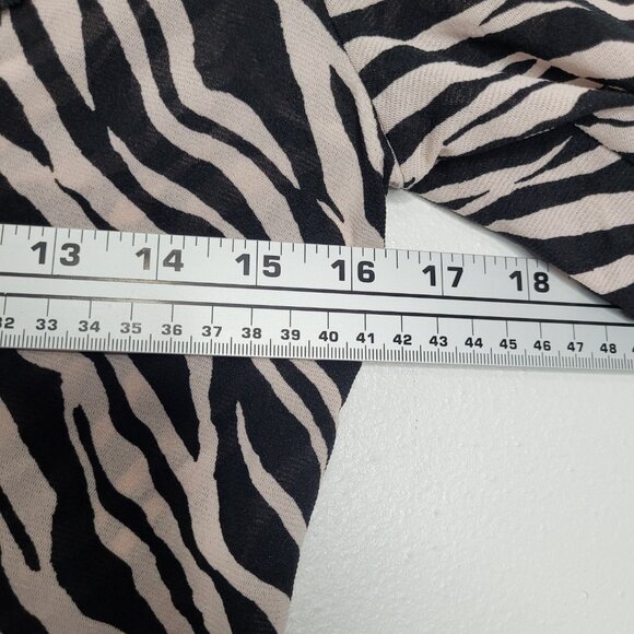 Vintage 90s animal print zebra semi sheer lace trim stretch party top size M - Picture 6 of 7